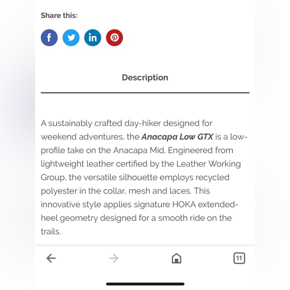 HOKA ONE ONE Anacapa Low GTX Wmn 9.5B Trail Hike shoes Grape Wine EUC - Picture 12 of 15